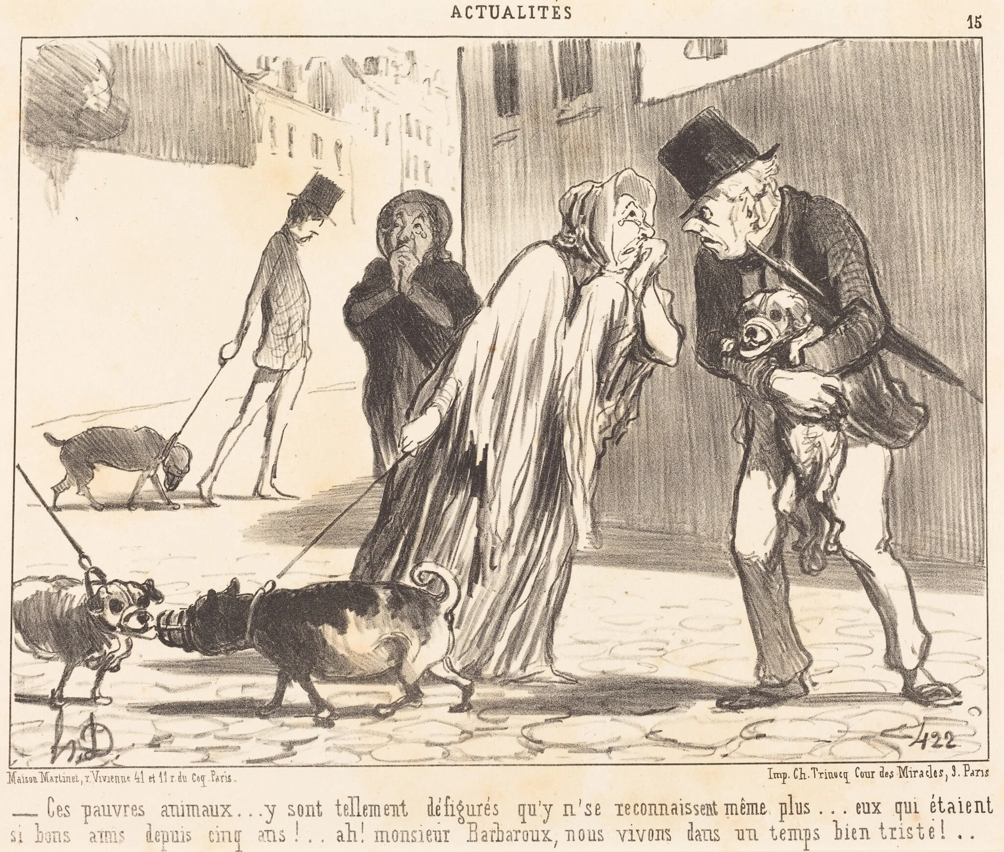 Ces pauvres animaux... n'se reconnaissent... plus..., by Honoré Daumier, ink, 1852