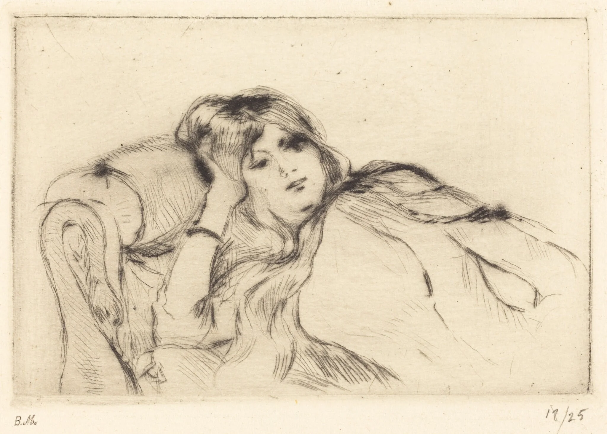 Rest, by Berthe Morisot, ink, 1889