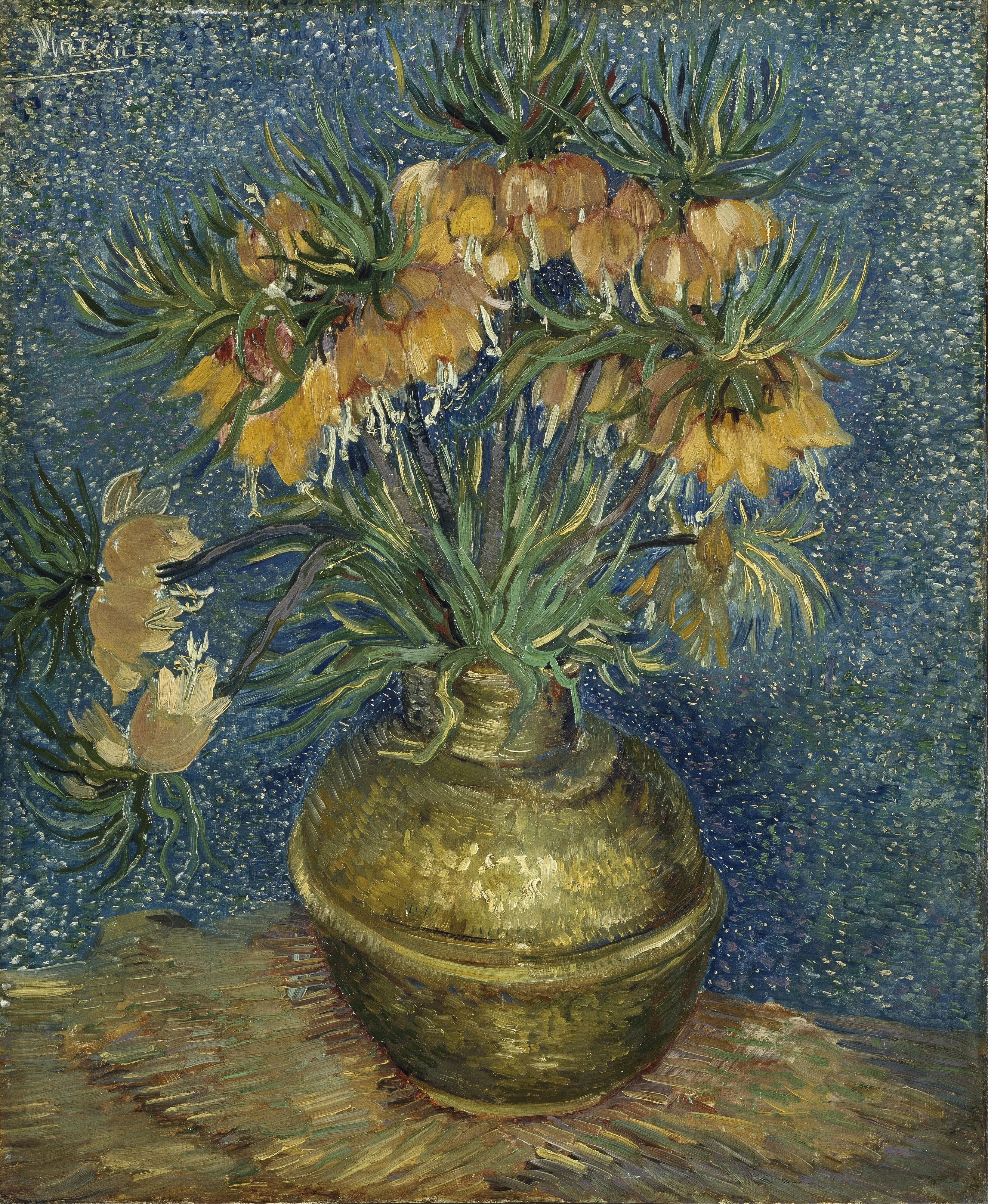 Fritillaries in a Copper Vase, by Vincent van Gogh, oil, 1894