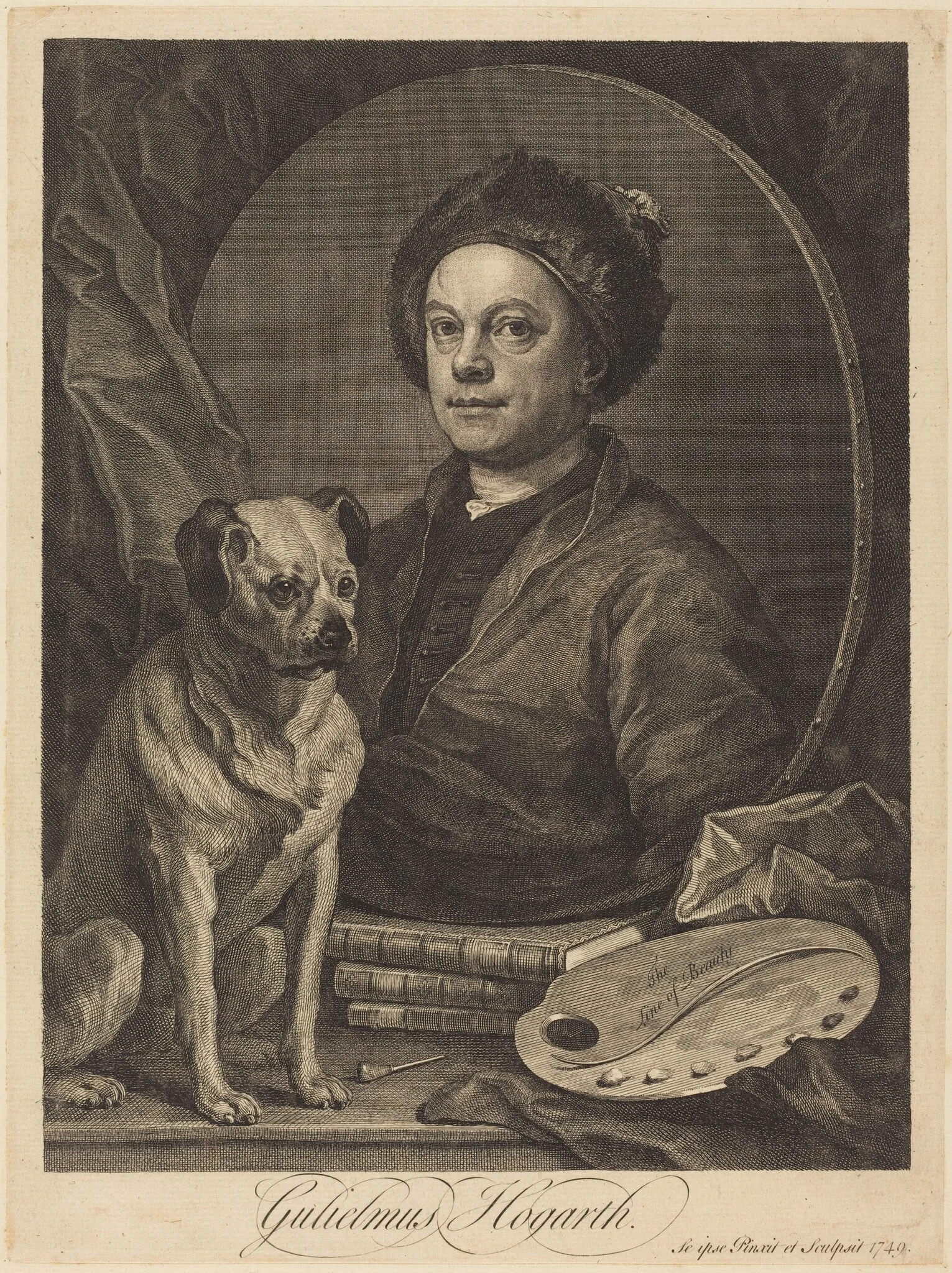Gulielmus Hogarth, by William Hogarth, ink, 1748