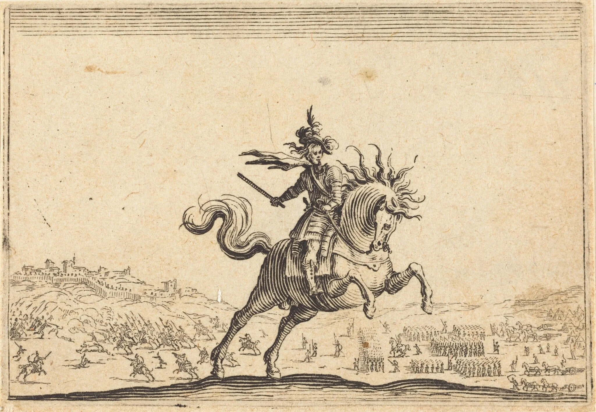 Military Commander on Horseback, by Jacques Callot, ink, 1622