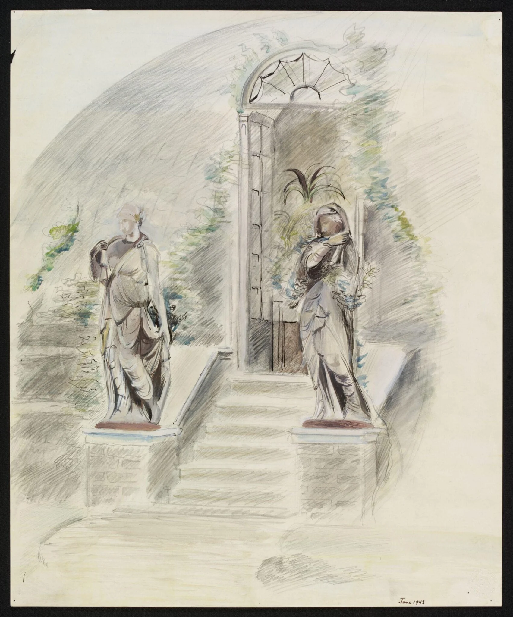 Grove House, Regent's Park, by Marx, watercolor, 1942