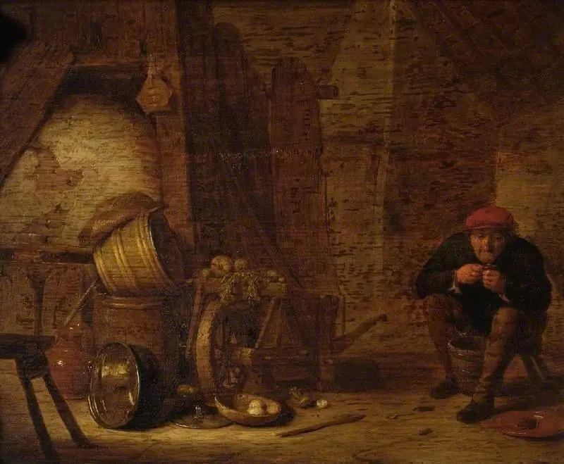 Peasant in an outhouse