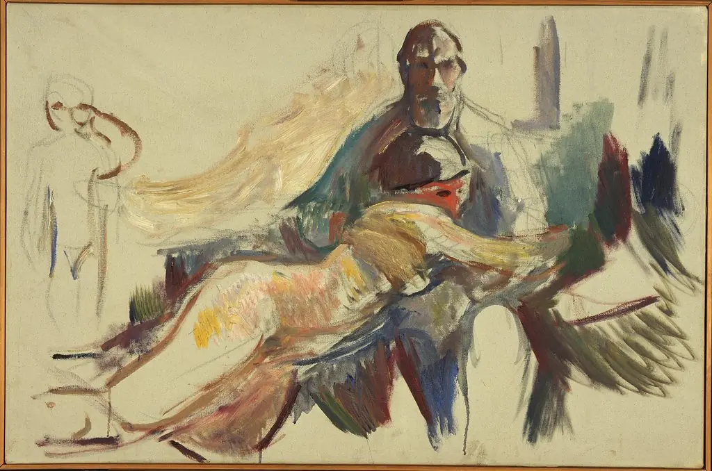 Old Man with Naked Woman on his Lap