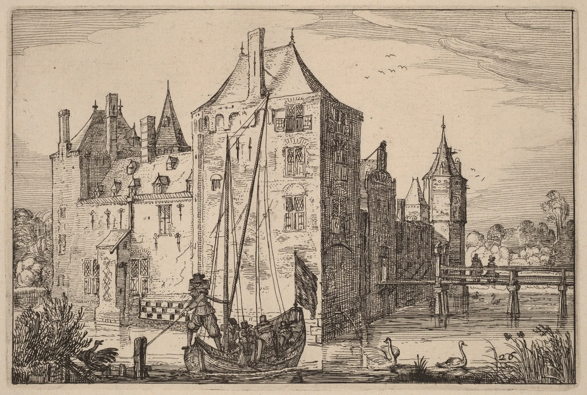 Castle (Warmond?), by Claes Jansz Visscher, ink, 1612
