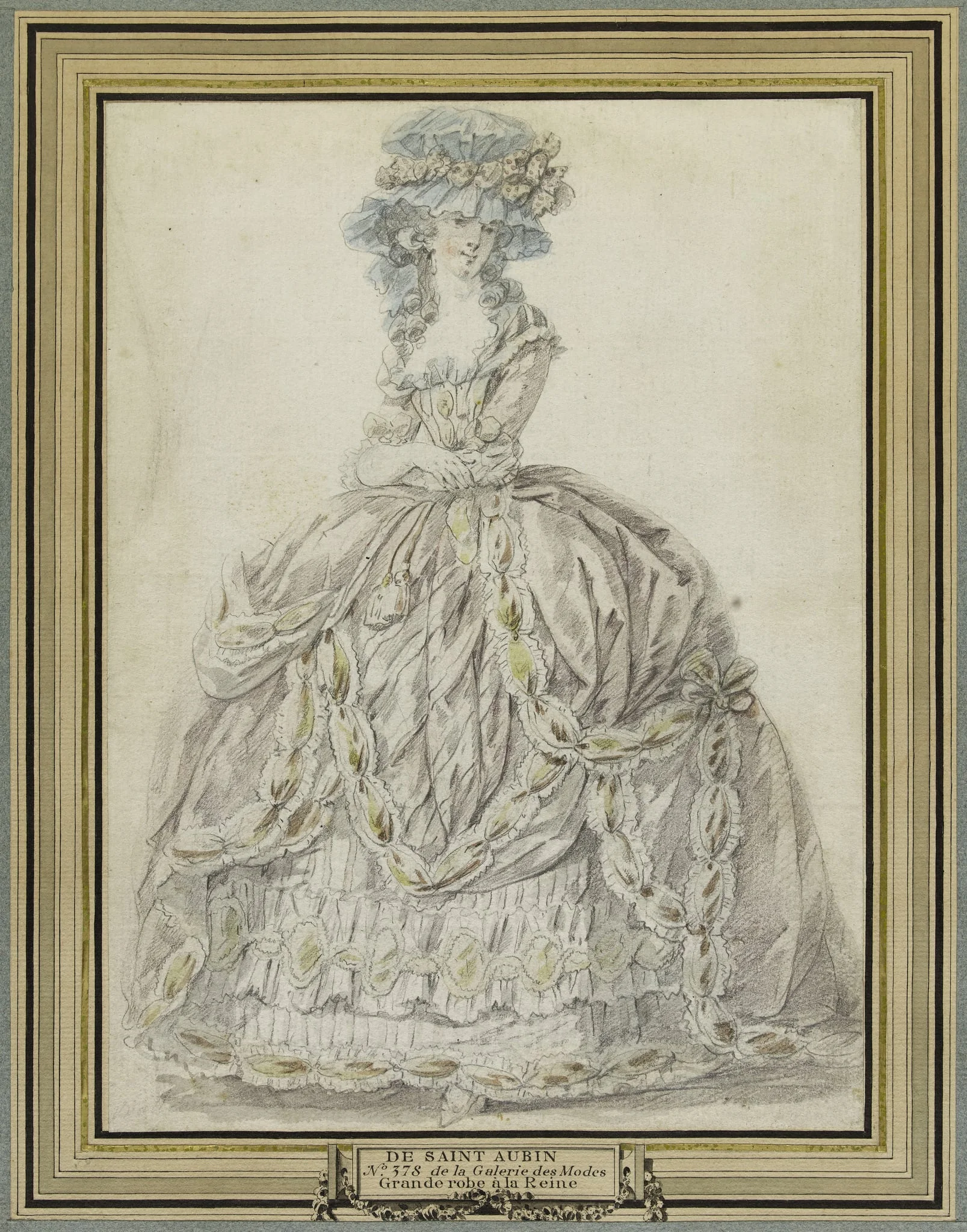 Grande robe à la reine, by Augustin de Saint-Aubin, unspecified, 1788