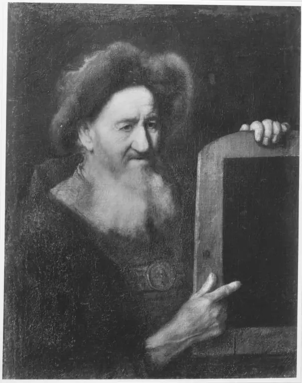 Old man with a slate