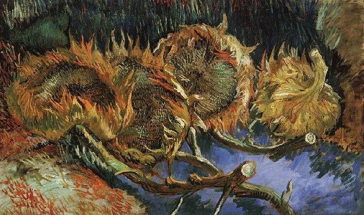 Four Withered Sunflowers, by Vincent van Gogh, oil, 1894