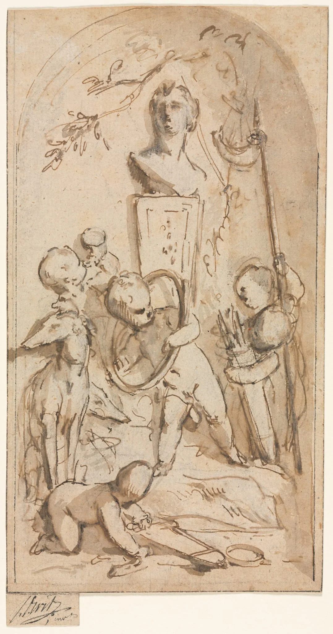 Bust of Diana with Putti and Hunting Attributes