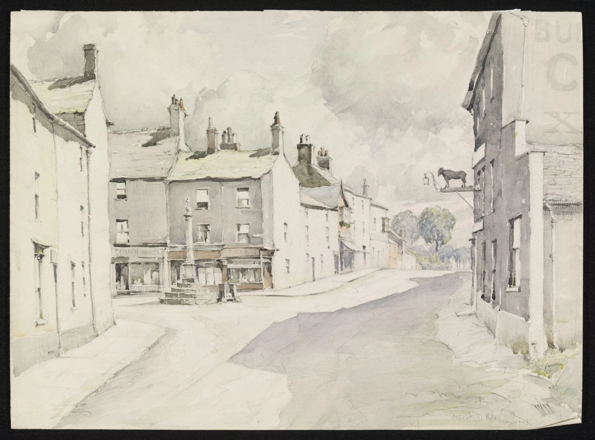 Market Place, Poulton-le-fylde, near Blackpool, by Pile, watercolor, 1943