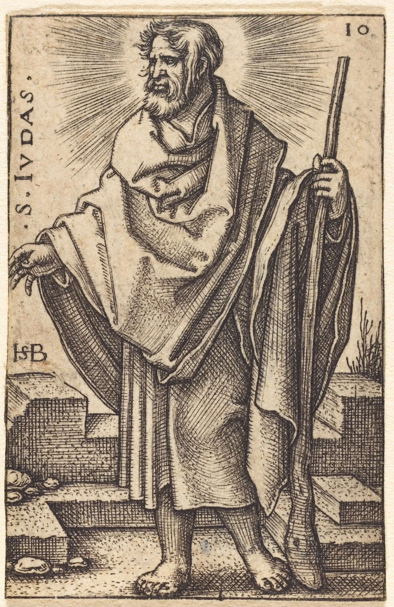Saint Judas Thaddaeus, by Sebald Beham, ink, 1546