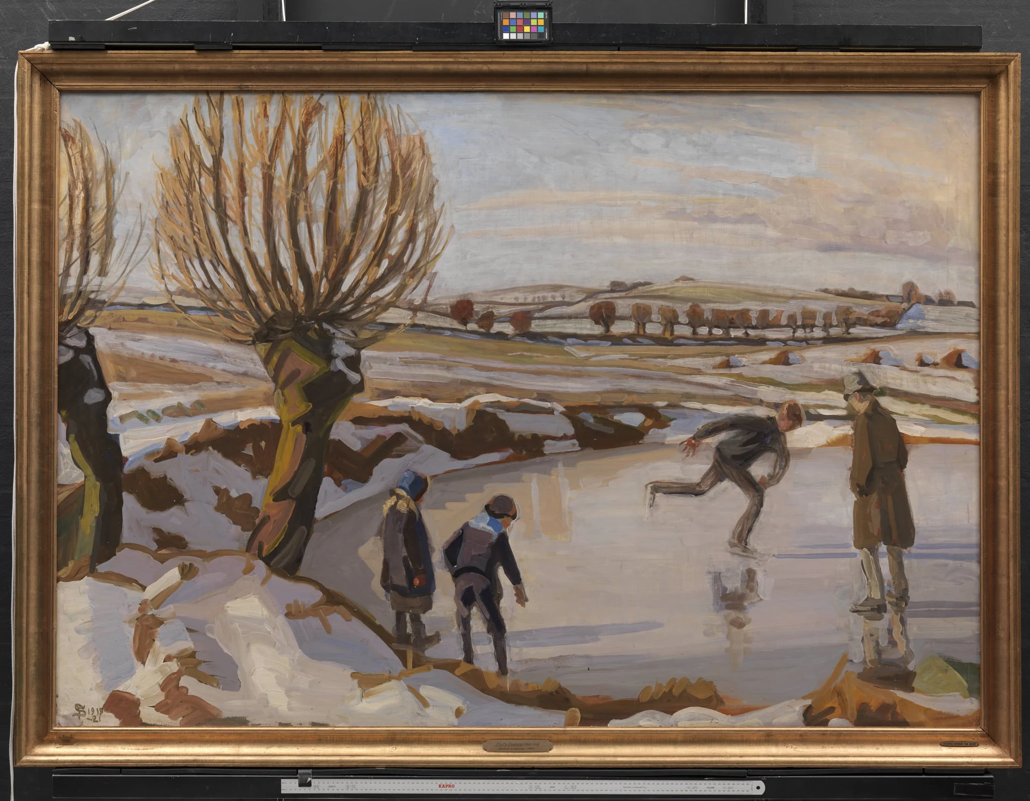Vinteren er kommet. Landskab med skøjteløbere, by Unknown, 1920