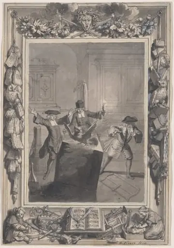 Le Lutrin: A  Night Scene with Boirude, Brontin, and L'Amour Surprised by an Owl Flying Out of a Lectern