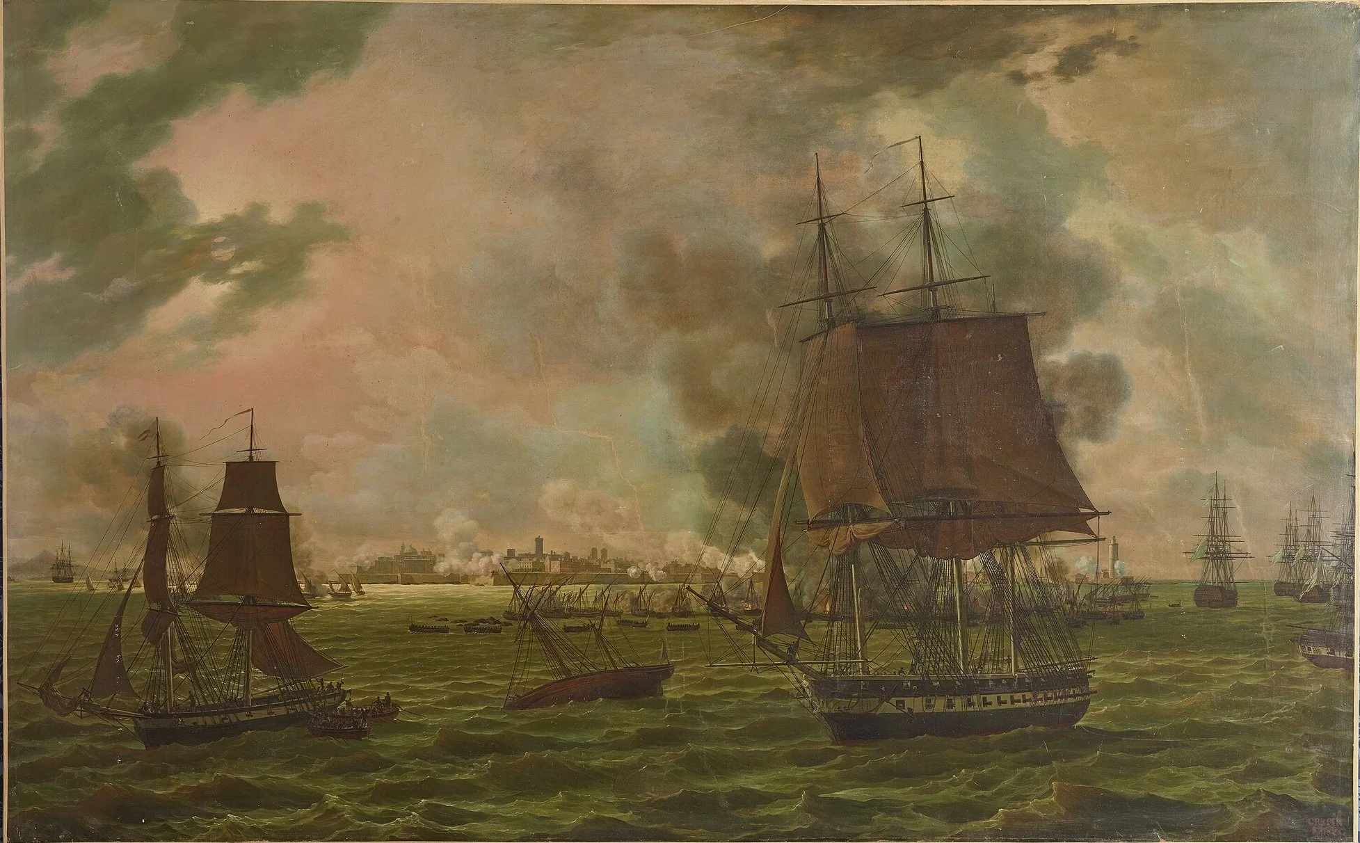 Bombardement de Cadix par l'escadre française, 23 septembre 1823, by Eugène Lami, oil, 1824