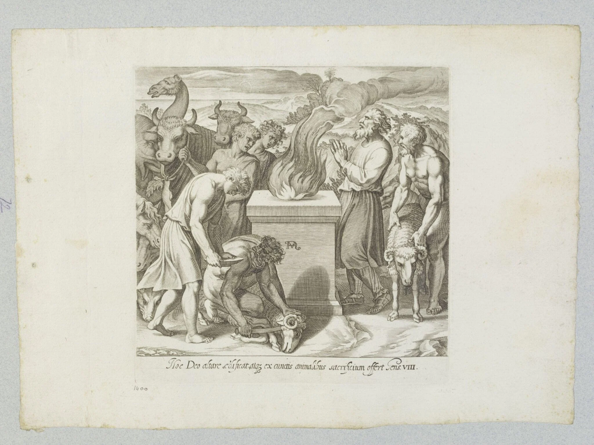 Noah sacrificing to God, by Francesco Villamena, 1626