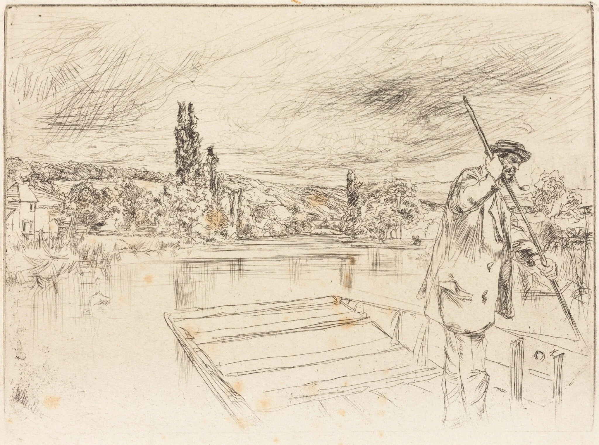 The Punt, by James McNeill Whistler, ink, 1861
