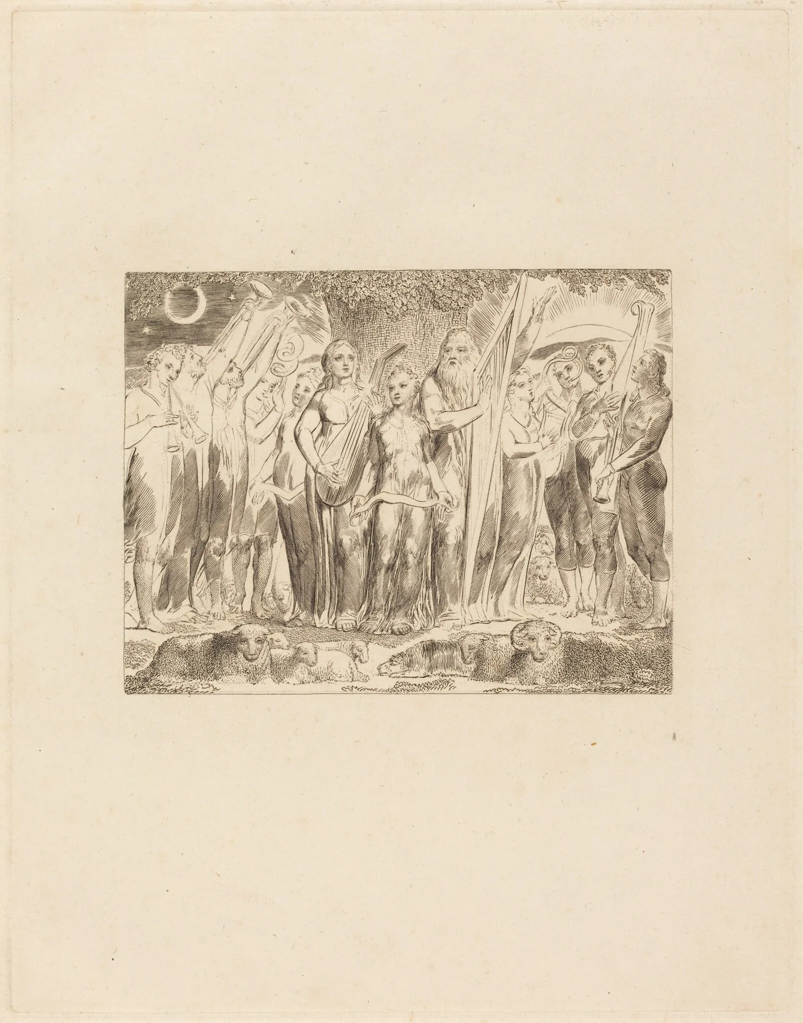 Job and His Family Restored to Prosperity, by William Blake, ink, 1825