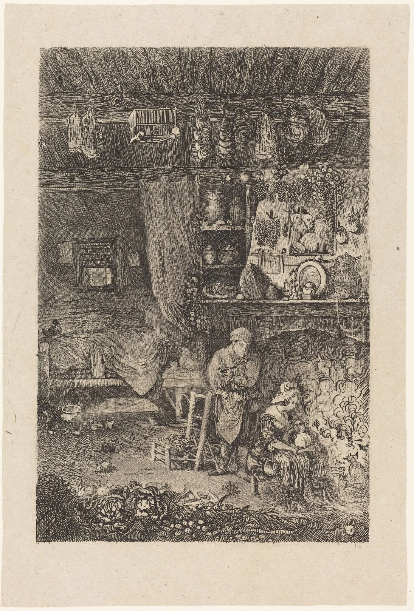 Flemish Interior, by Rodolphe Bresdin, ink, 1878