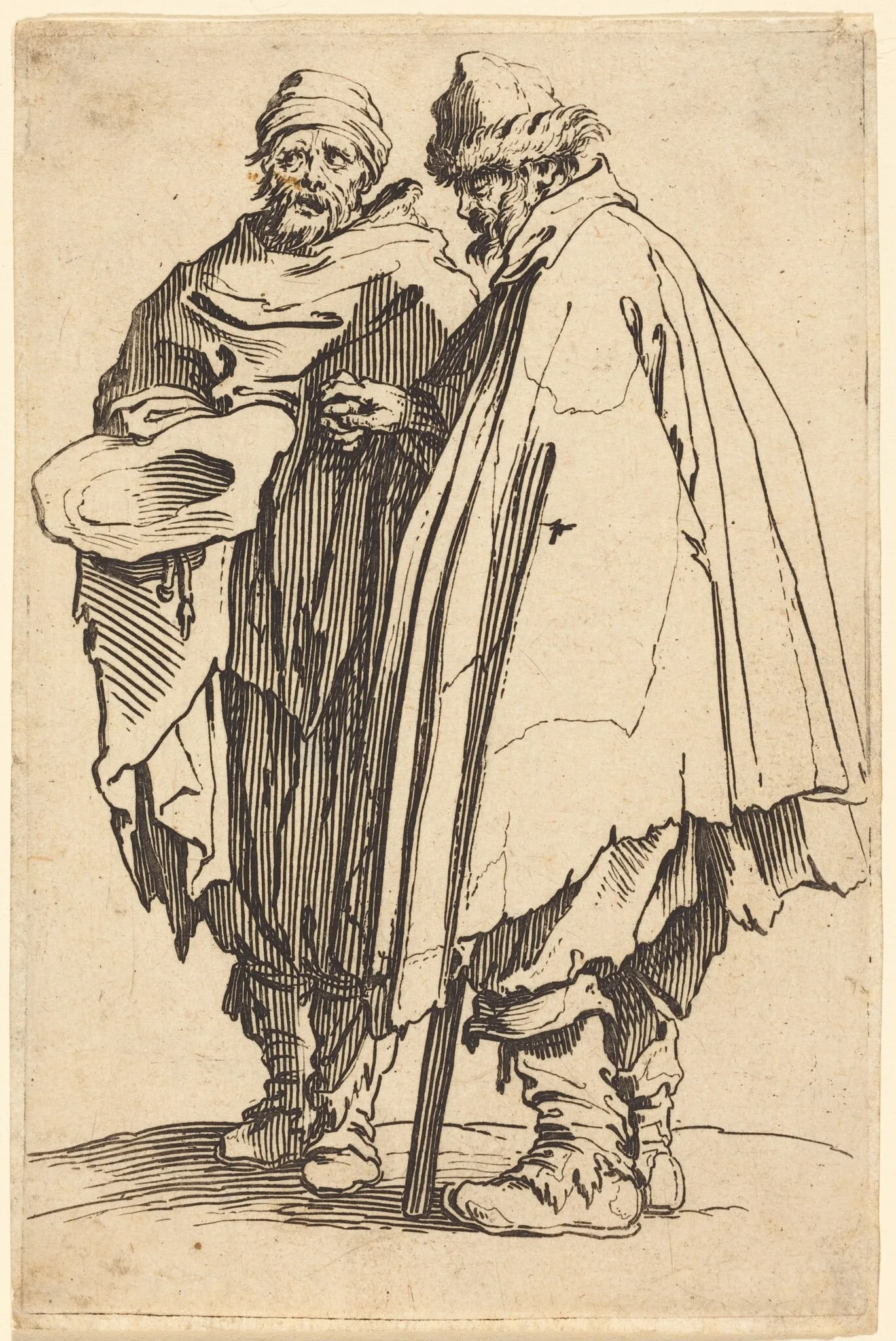 Blind Beggar and Companion, by Jacques Callot, ink, 1622