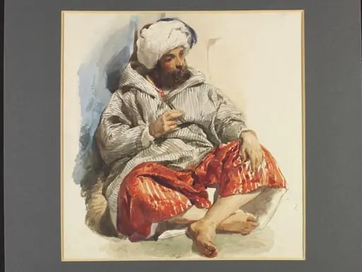A European in Oriental dress, seated cross legged