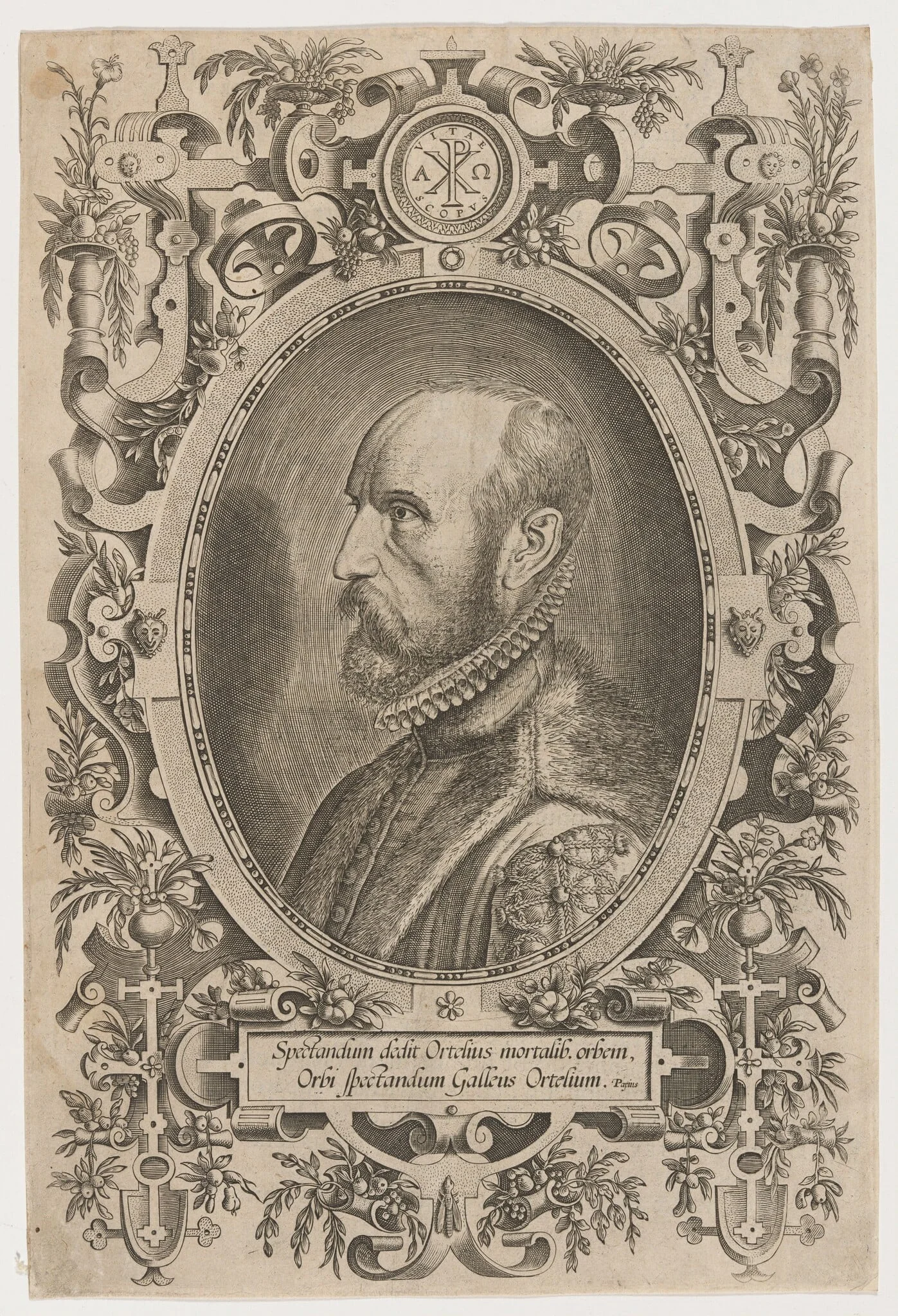Abraham Ortelius (Wortels), by Philip Galle, ink, 1574