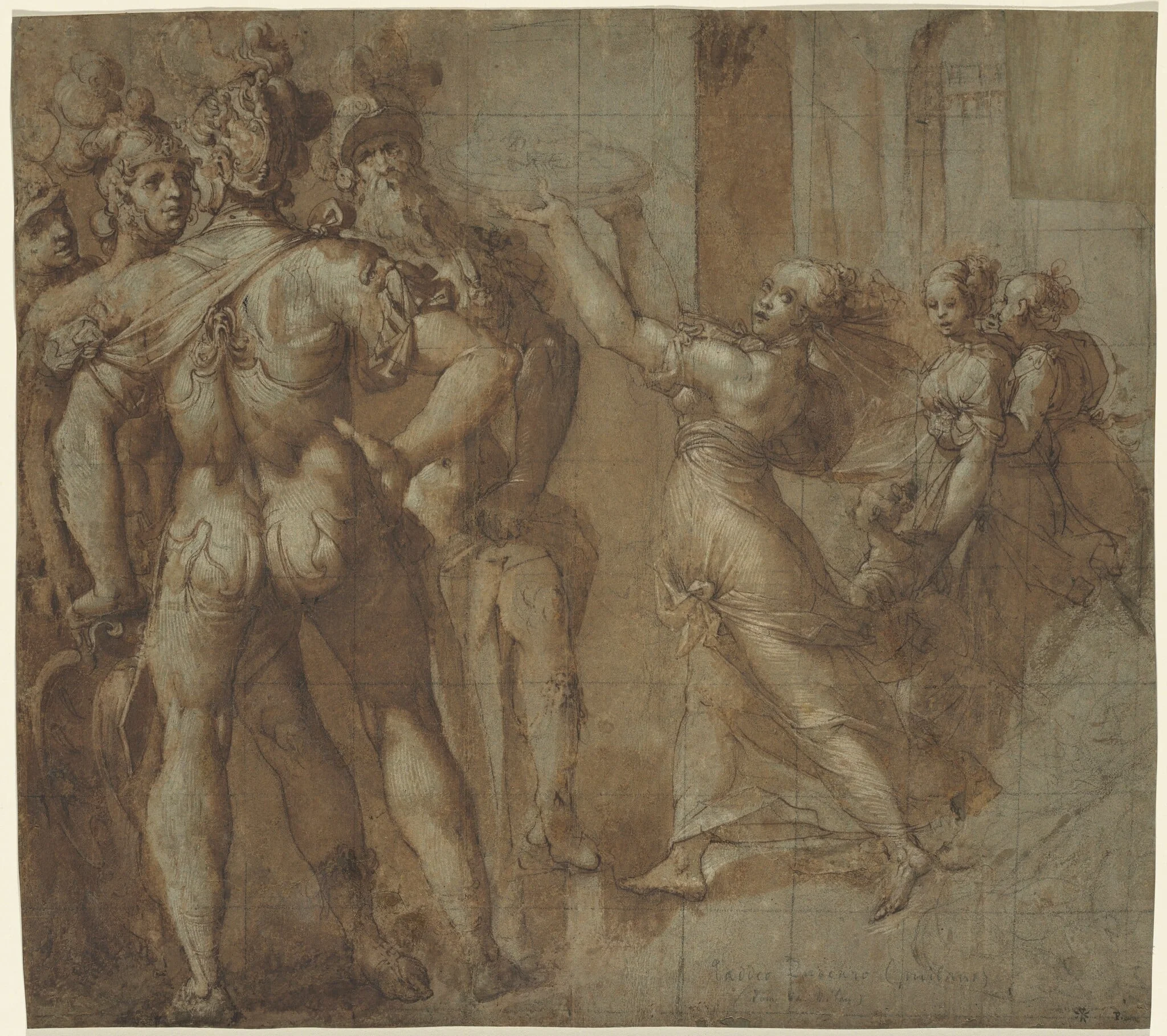 Salome with the Head of St. John the Baptist, by Northern Italian 16th Century, ink, 1580
