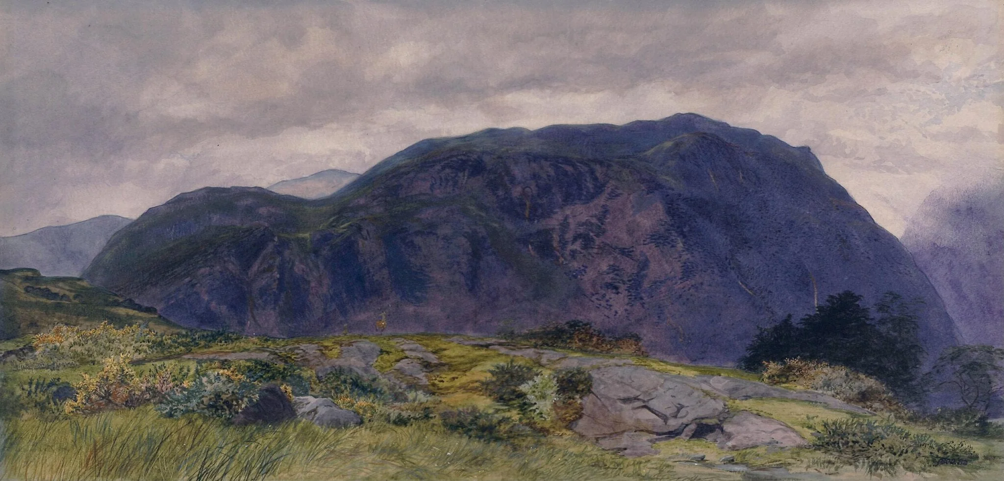 Mountain ridge, near Gowborrow Park, Yorkshire, by Thomas Sutcliffe, watercolor, 1840
