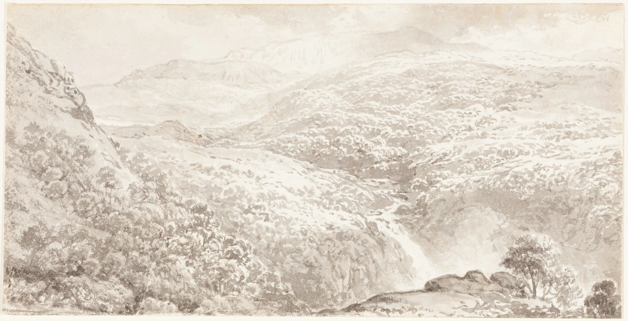A Mountain Valley with a Waterfall, by John Glover, 1795