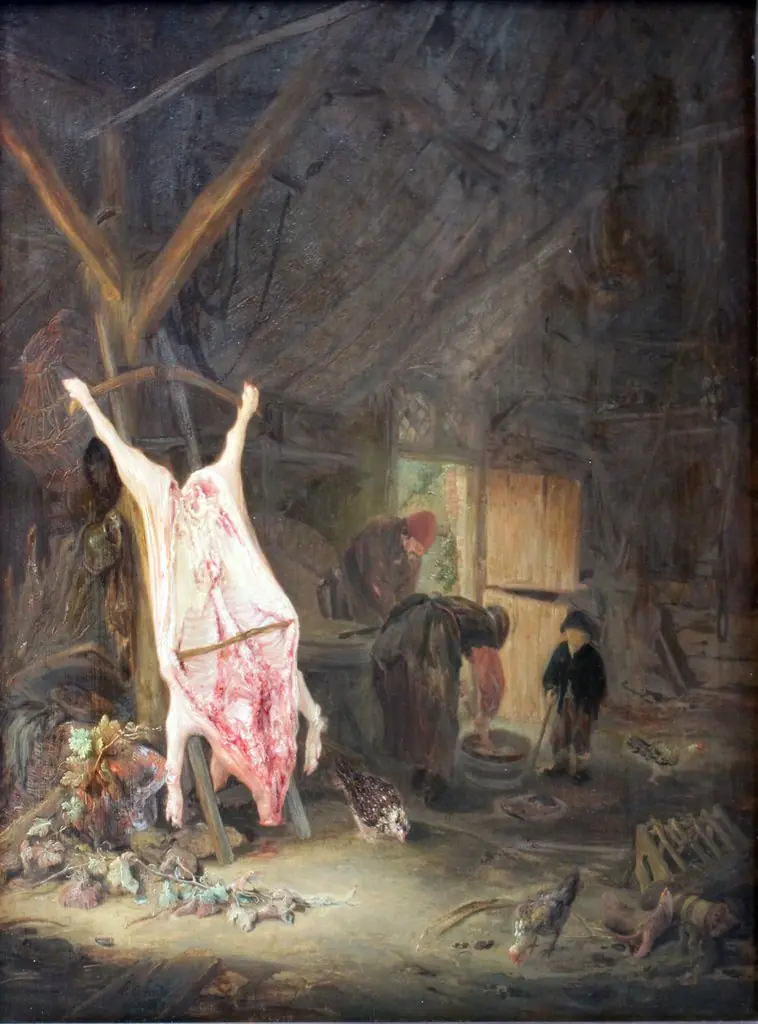 Slaughtered Pig in a Barn