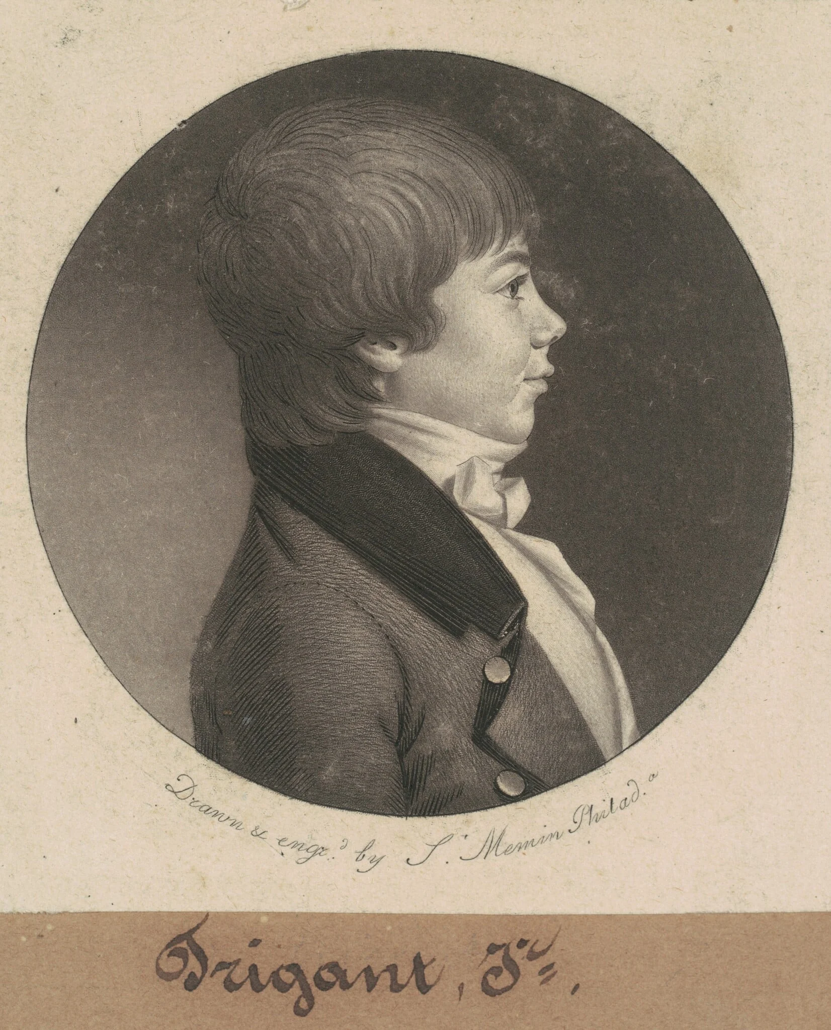 Trigant, Jr., by Charles Balthazar Julien Févret de Saint-Mémin, ink, 1801