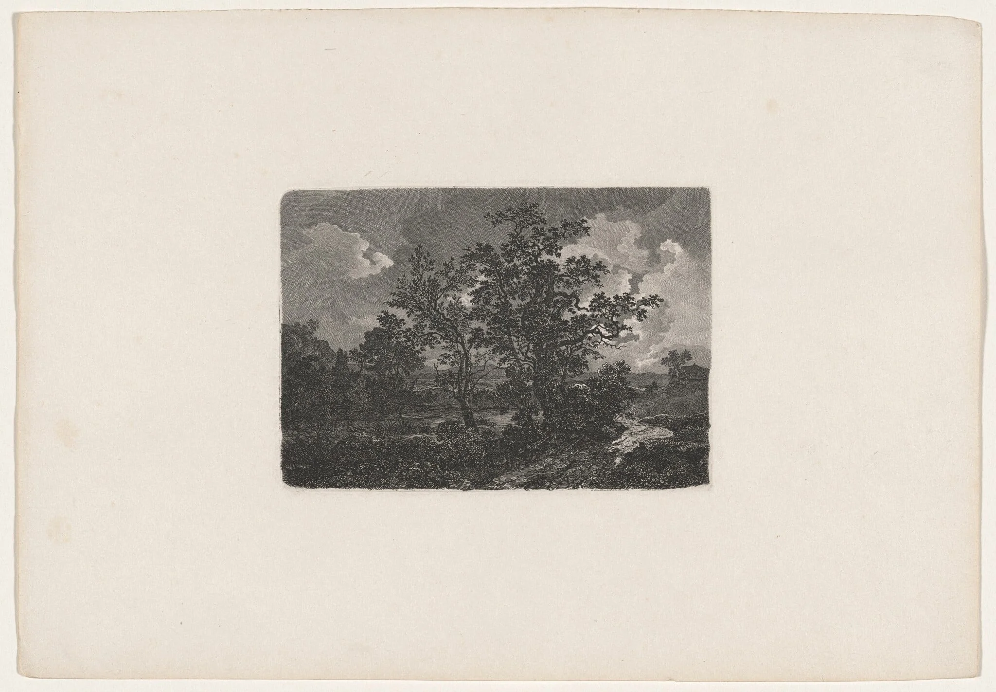 Nocturnal Landscape, by Carl August Lebschée, ink, 1828