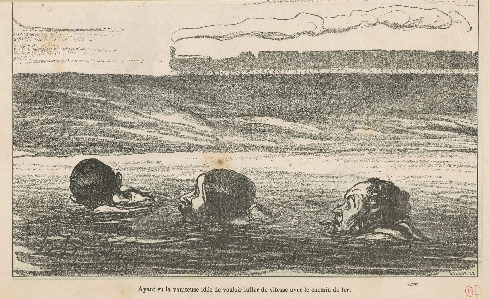 Ayant eu la vaniteuse idée de vouloir ..., by Honoré Daumier, ink, 1864