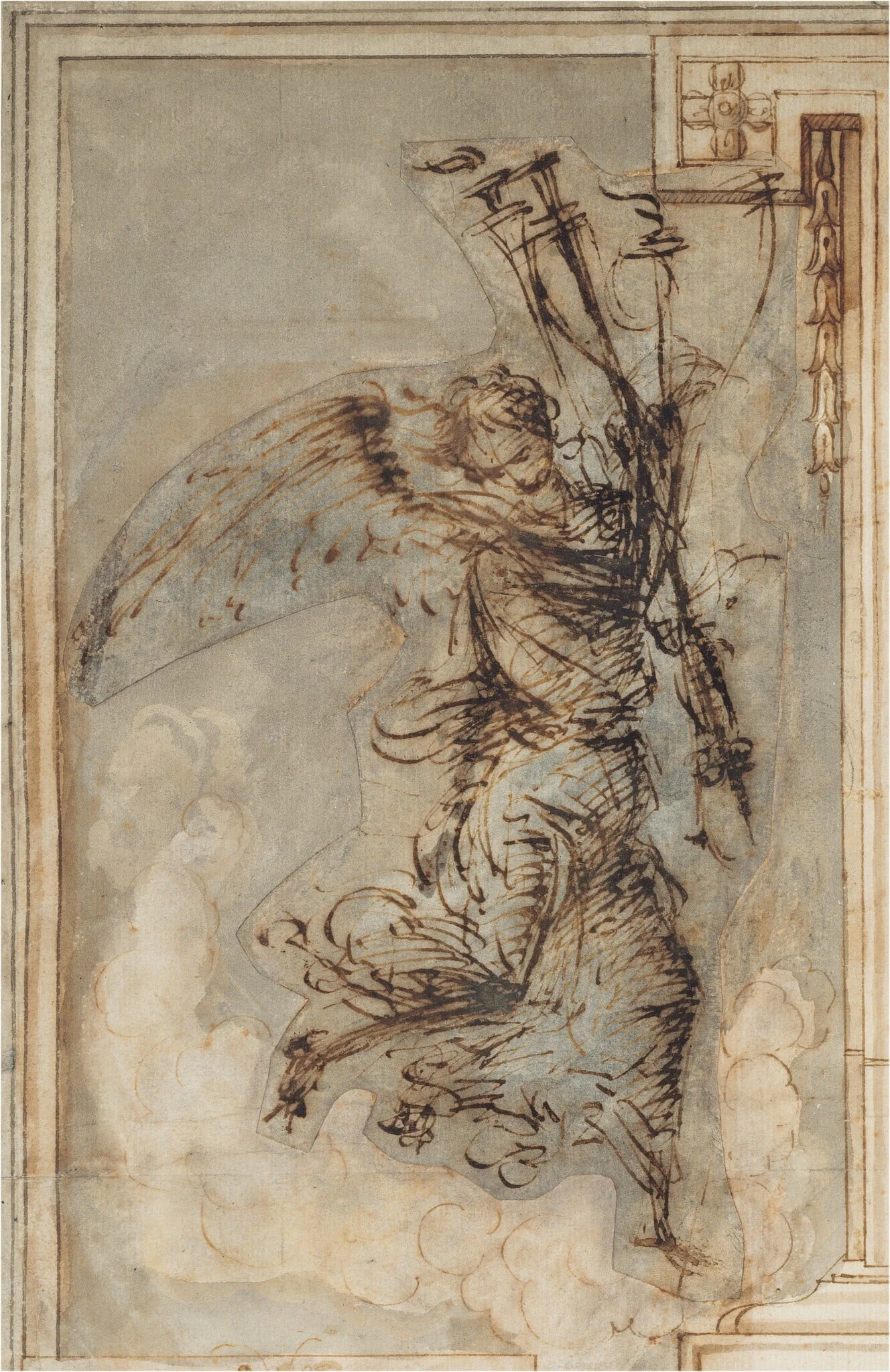 An Angel Carrying a Torch, by Filippino Lippi, ink, 1502