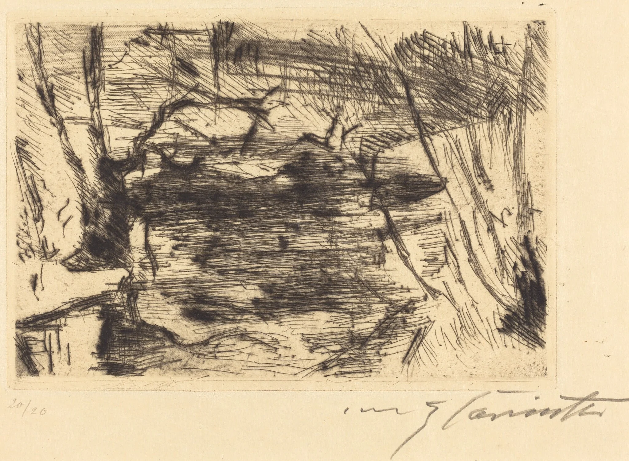 Der Neue See (The New Lake), by Lovis Corinth, ink, 1920