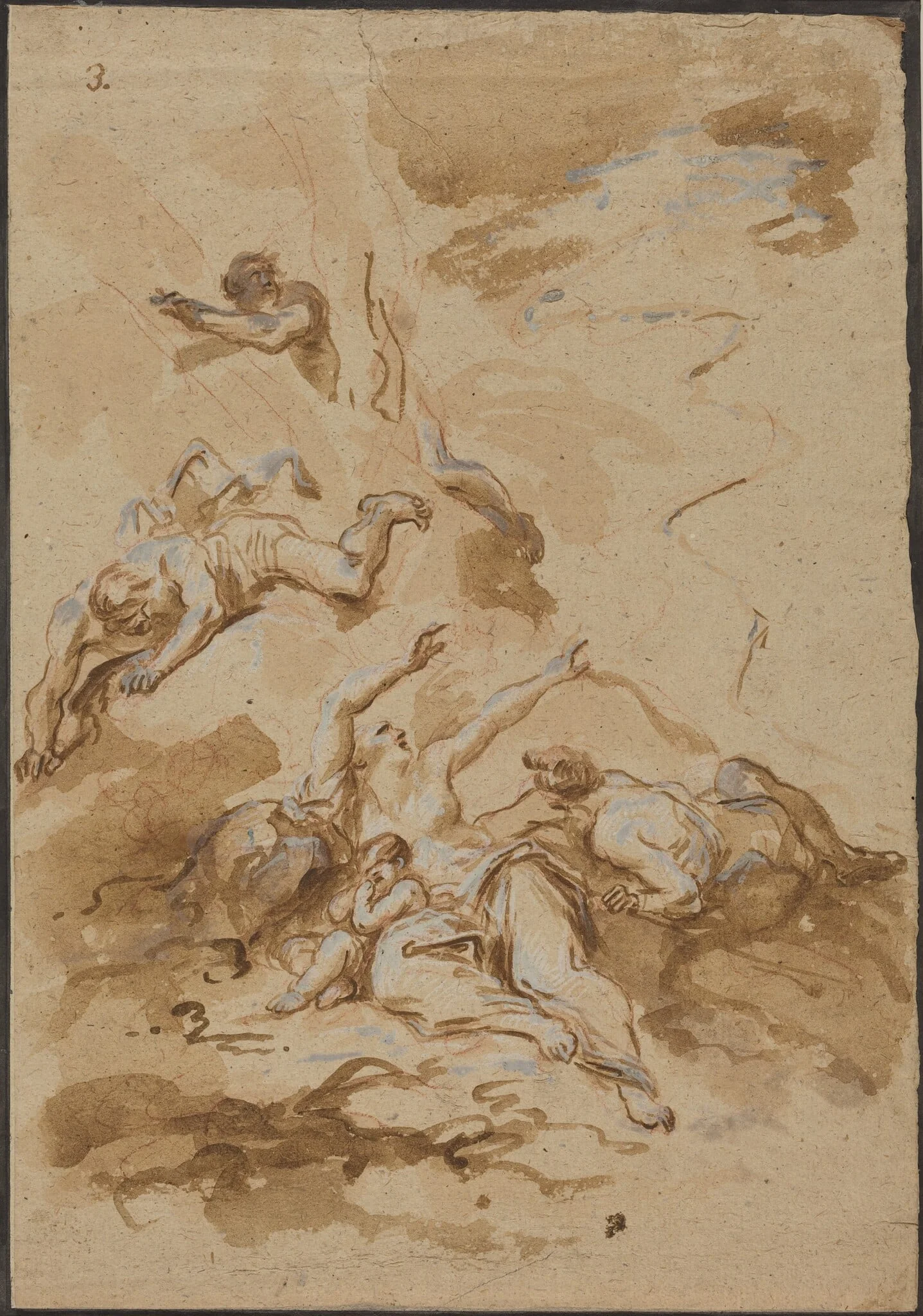 Figures in a Storm, by Alessandro Magnasco, ink, 1708