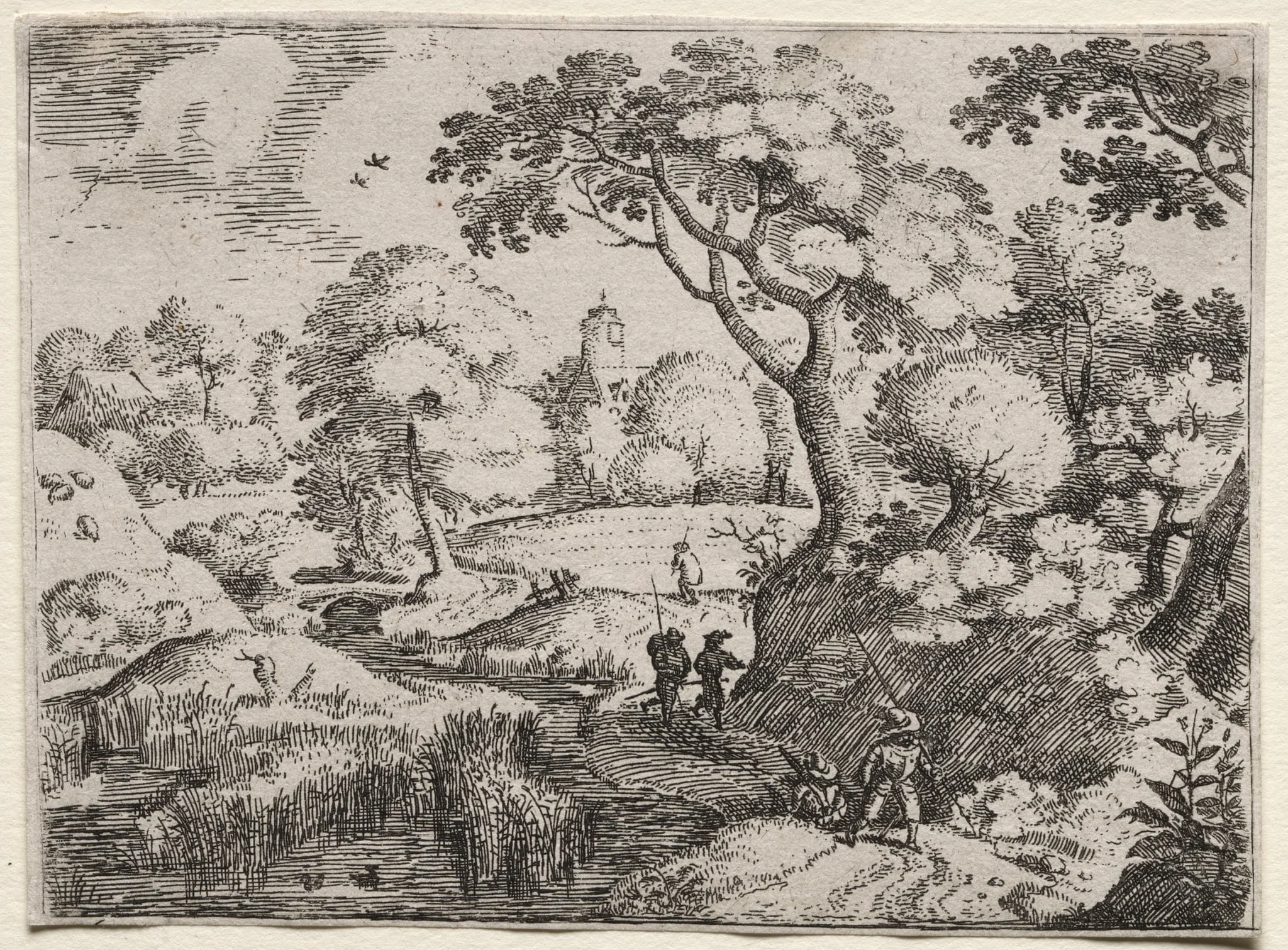 Six Landscapes:  Path Between Swamp and Wooded Bank, by Jacob Savery I, 1595