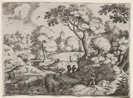 Six Landscapes:  Path Between Swamp and Wooded Bank