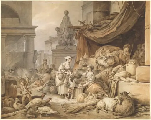 Market Scene with a Fantastic Sculpture