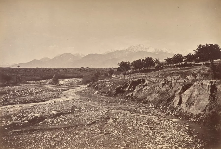 Safed Sang River and Old Bridge, by John Burke, 1879