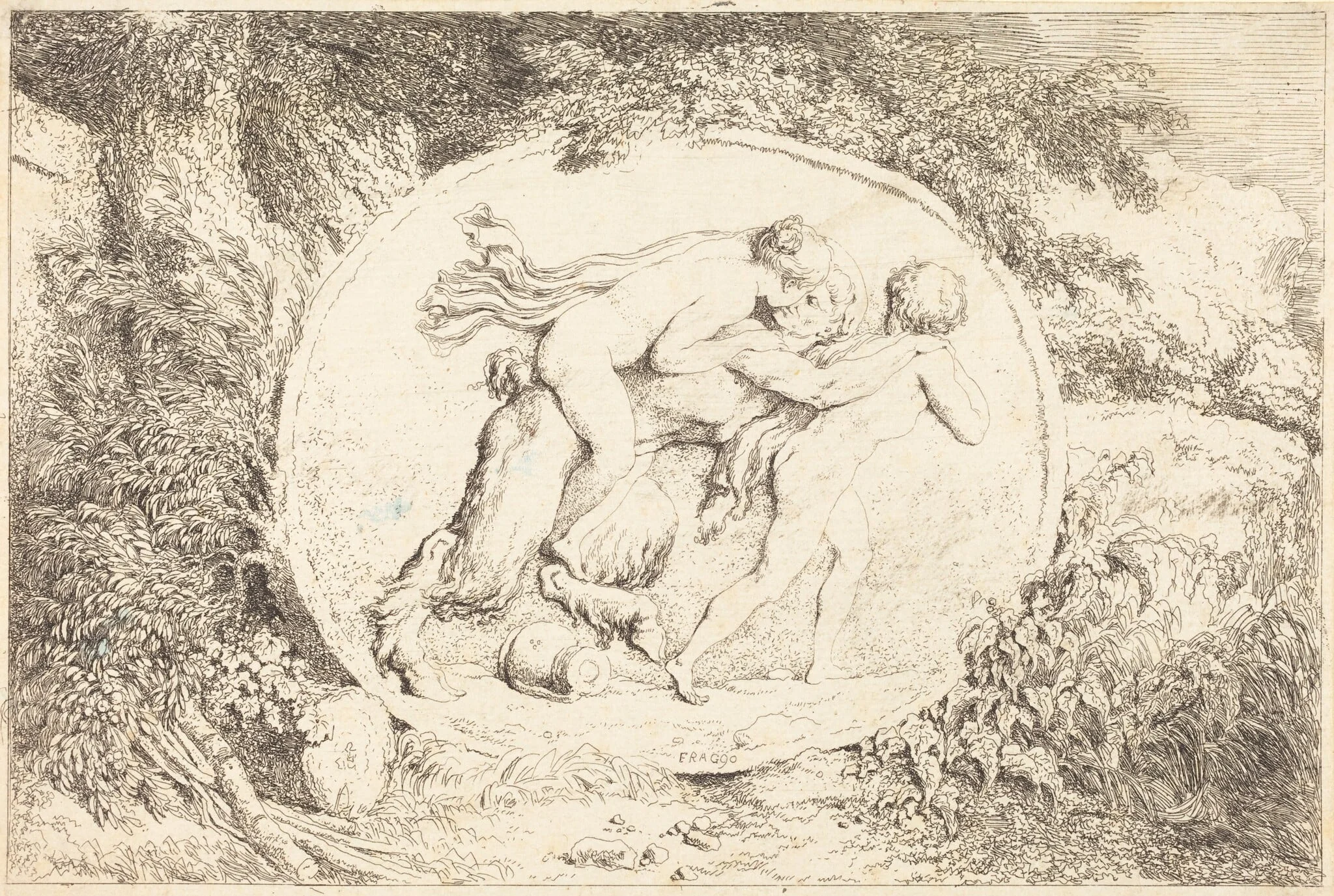 Nymph Astride a Satyr (Jeune fille a califourchon sur un satyre)