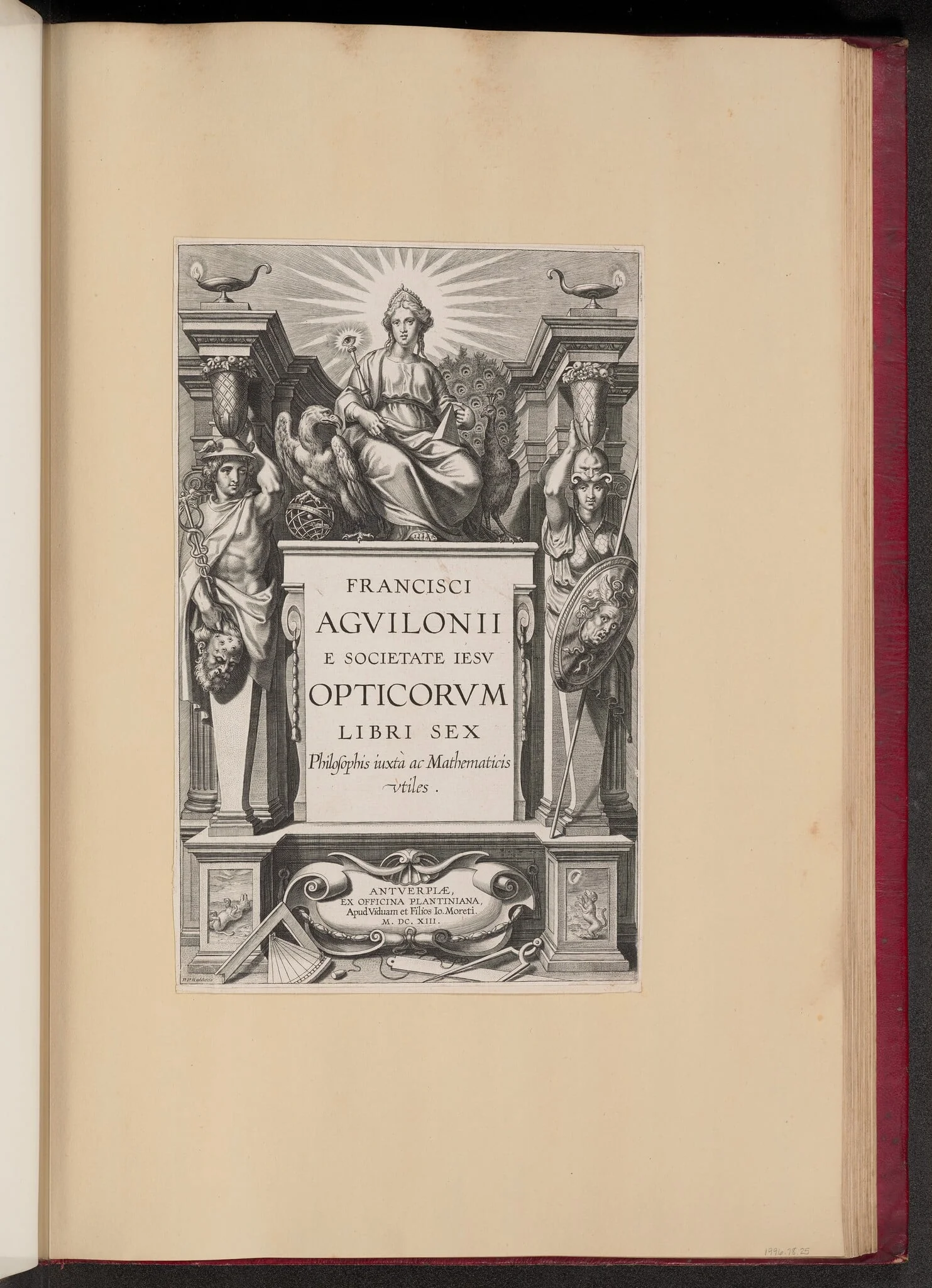 Title Page for François d'Aguilon's "Opticorum Libri Sex", by Theodor Galle, ink, 1613