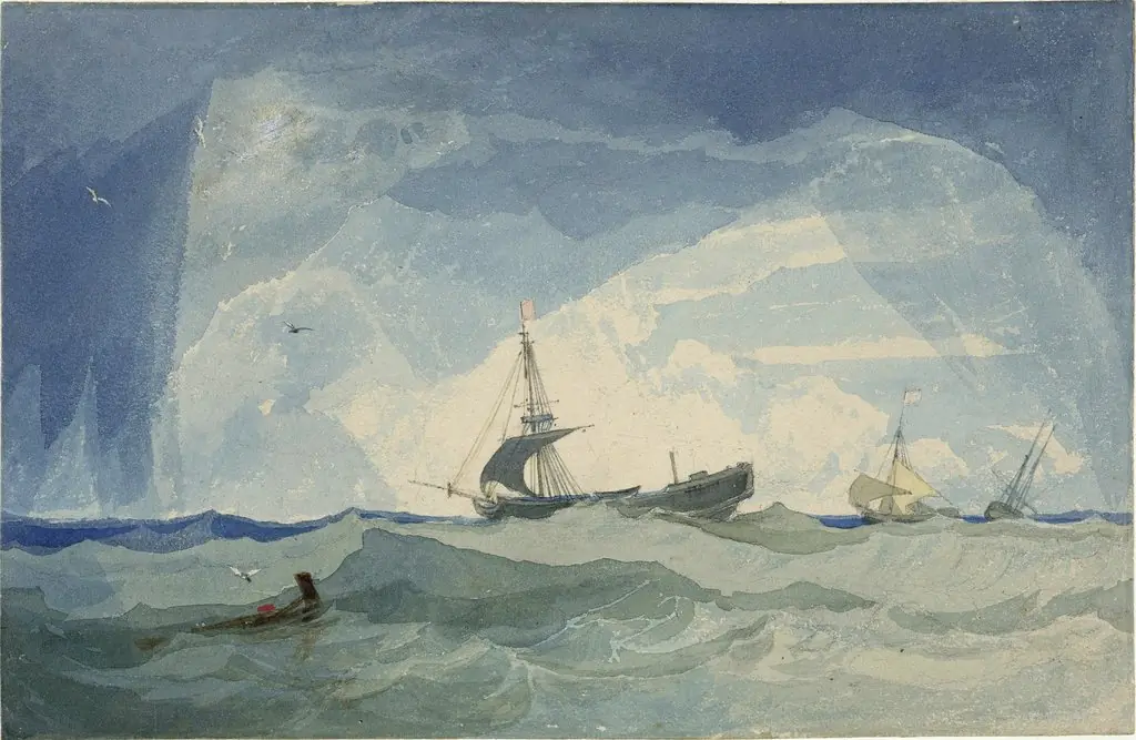 A dismasted brig