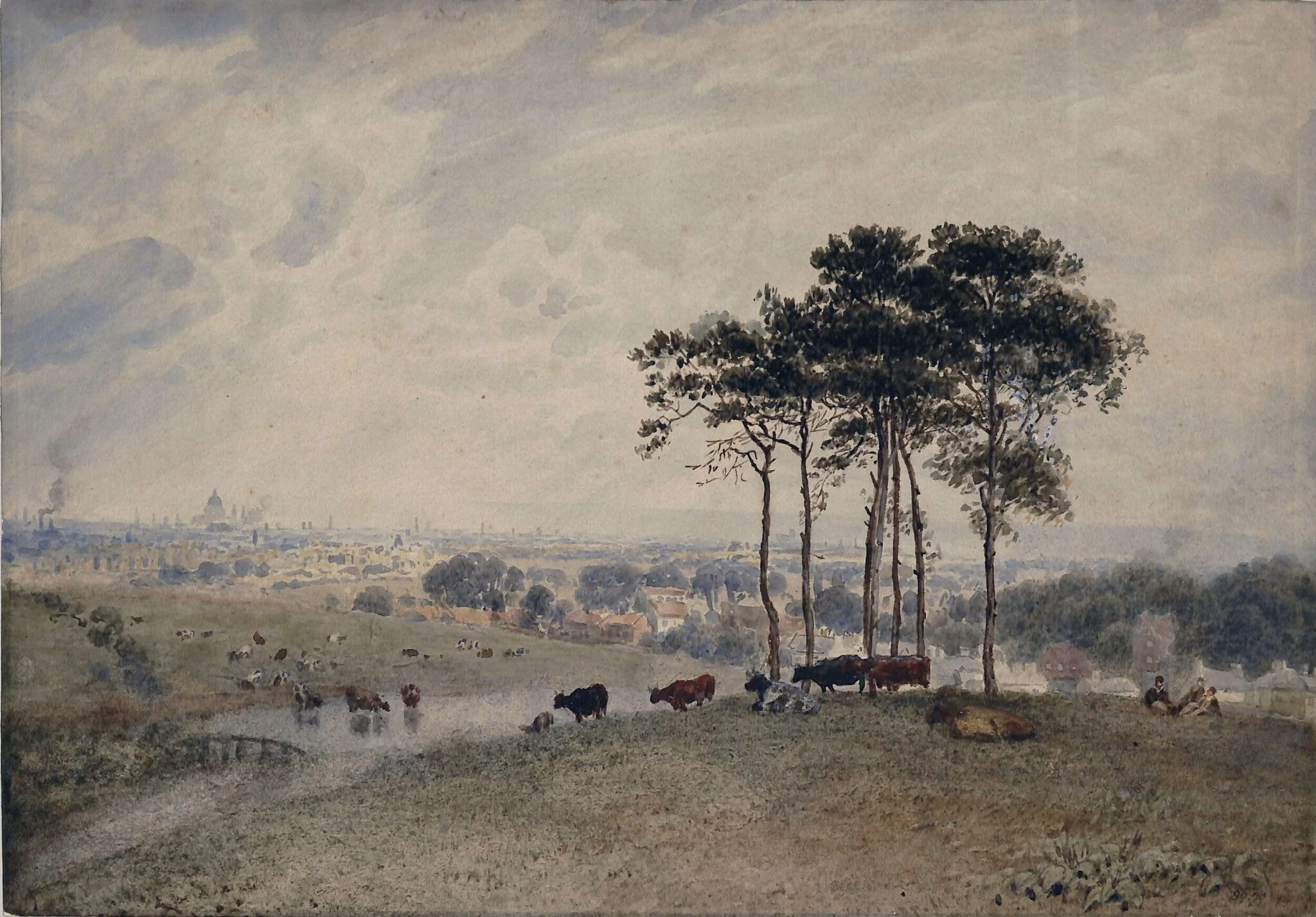 London as seen from Holloway, by Frederick Nash, watercolor, 1820