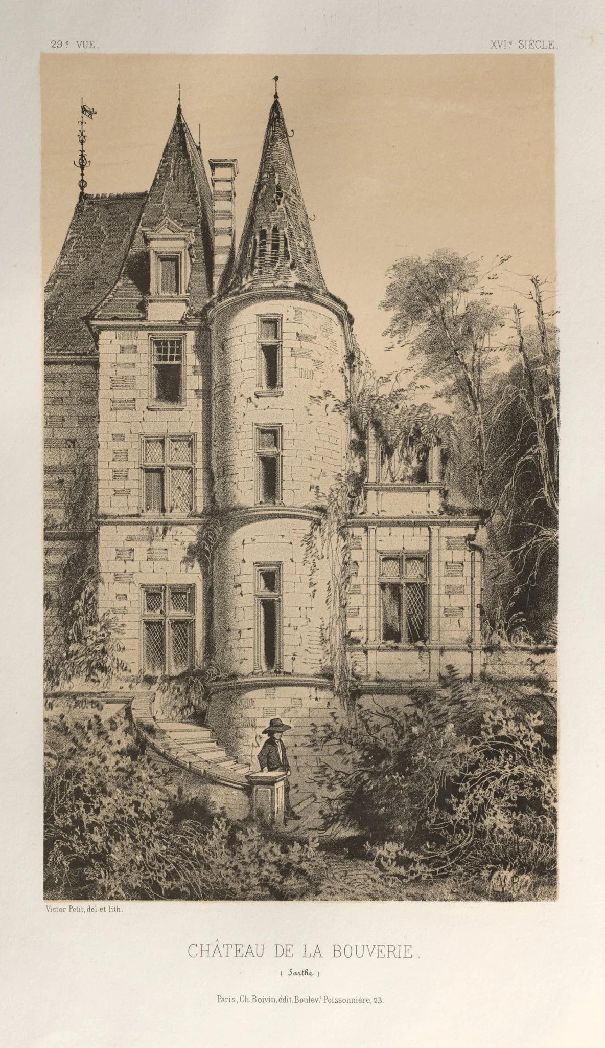 Architecture Pittoresque ou Monuments des xveme. Et xvieme. Siecles: Chateaux De France des XV et XVI Siecles: Pl. 29, Chateau De La Bouverie (Sarthe)