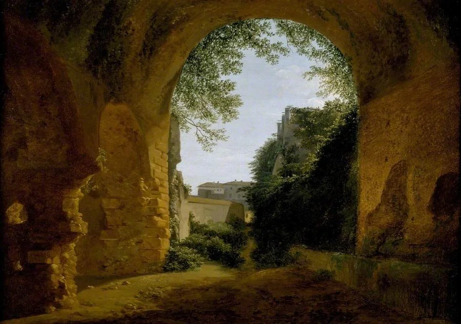 A View of a Garden, seen from within a Roman Vault, by François Marius Granet, oil, 1813