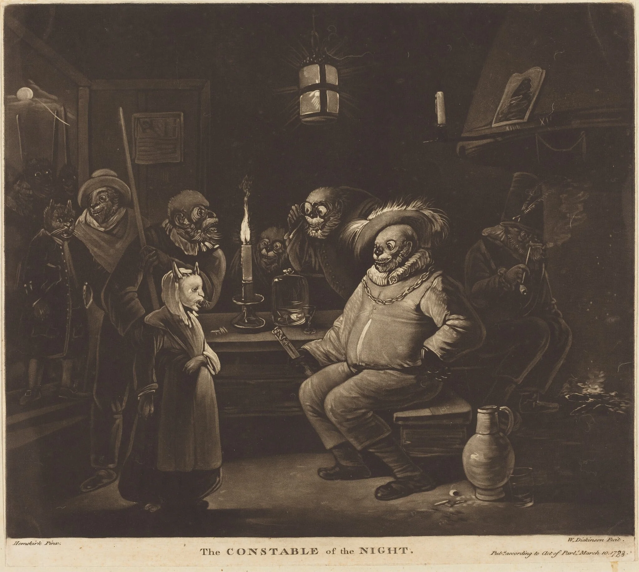 The Constable of the Night, by William Dickinson, ink, 1783