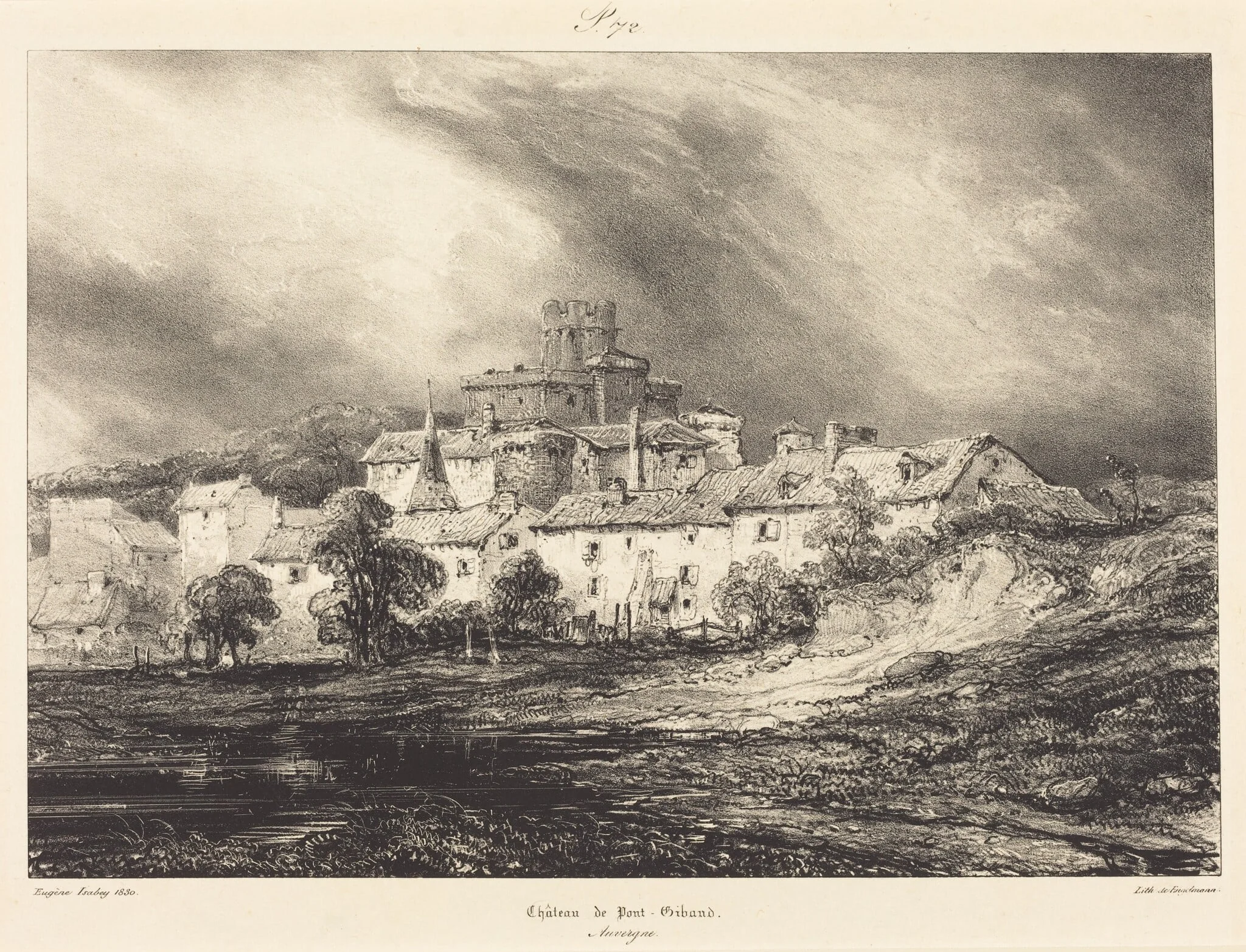 Château de Pont-Gibaud, by Eugène Isabey, ink, 1844