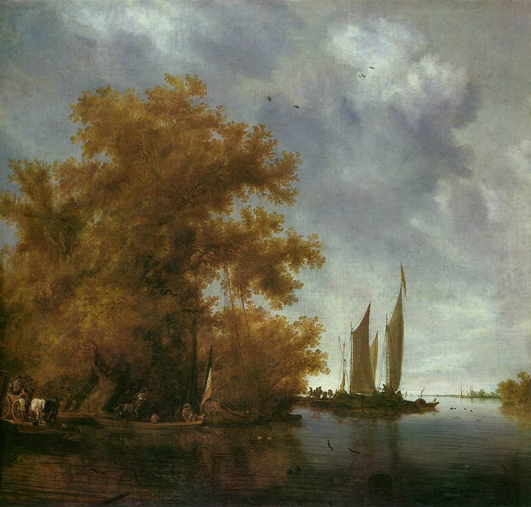River landscape with boats