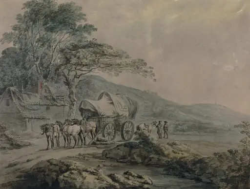 Landscape with wagon and figures