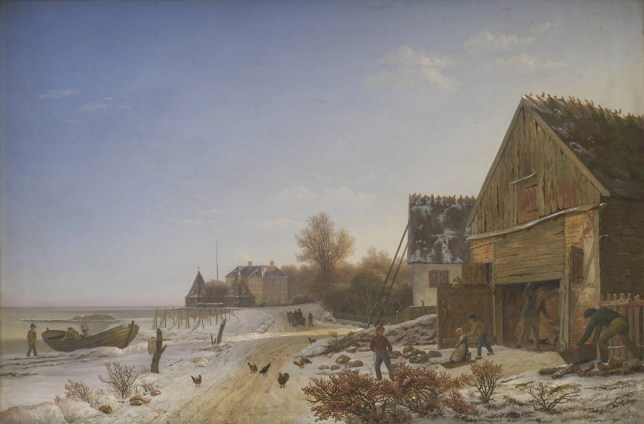 Strandvejen ved Vedbæk. Vintereftermiddag, by Unknown, 1850